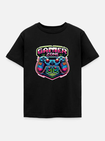 Gamer Zone - Controller Illustration - Kinder T-Shirt - Schwarz