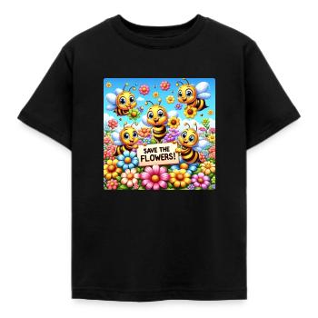 Save the Flowers - Kids' T-Shirt - black - Front - AI Model Kid Female (0cm)