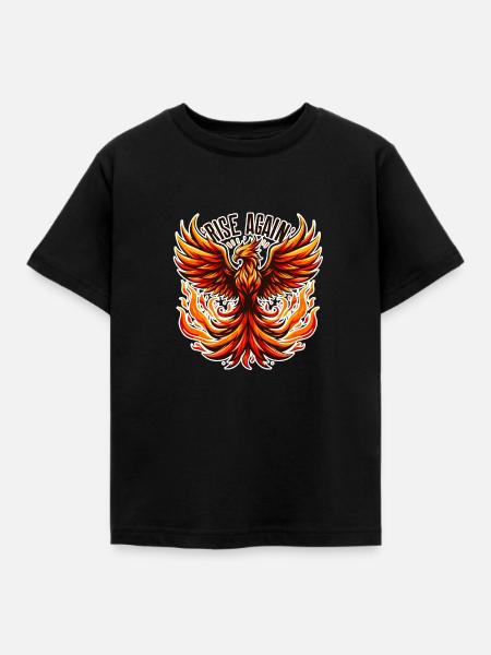 Rise Again - Phönix Illustration - Kinder T-Shirt - Schwarz