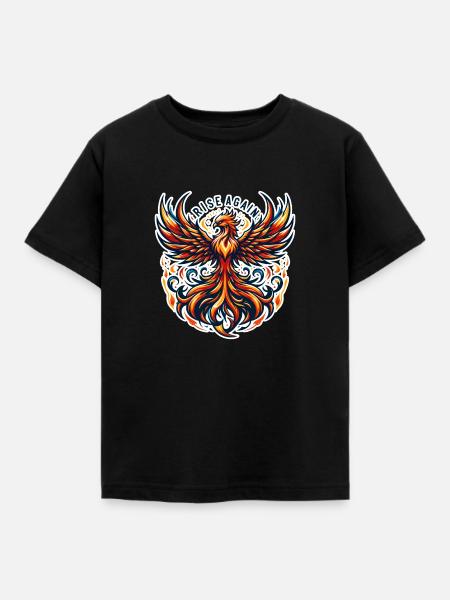 Rise Again - Phönix Illustration - Kinder T-Shirt - Schwarz
