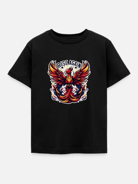 Rise Again - Phönix Illustration - Kinder T-Shirt - Schwarz