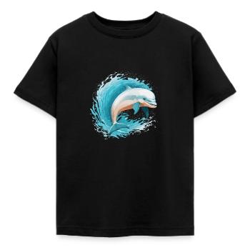 Dauphin espiègle - T-shirt Enfant - noir - Devant - AI Model Kid Female (0cm)