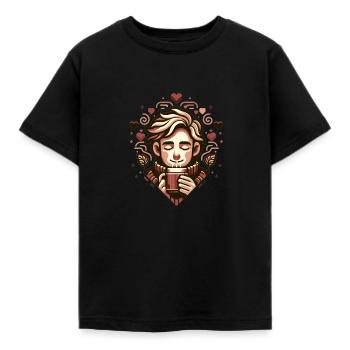 L’amour des boissons chaudes - T-shirt Enfant - noir - Devant - AI Model Kid Female (0cm)