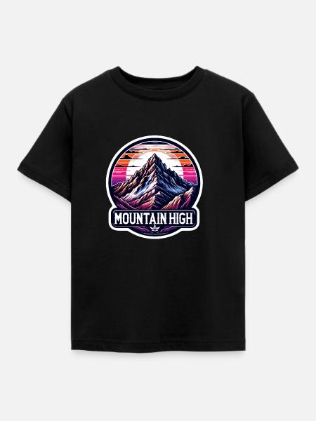 Mountain High - Berg Illustration - Kinder T-Shirt - Schwarz