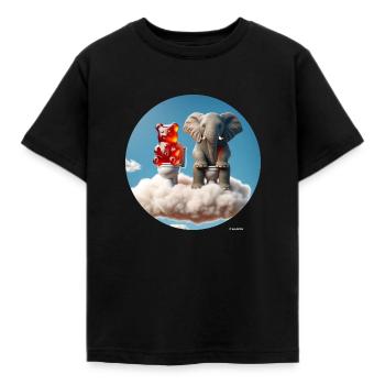 Elefant Gummibärchen auf der Toilette - Kinder T-Shirt - Schwarz - Vorne - AI Model Kid Female (0cm)