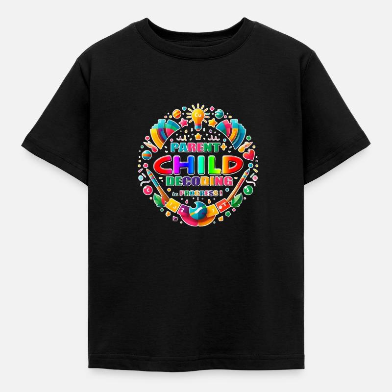 Parent Child, Decoding in Progress ! - Kids' T-Shirt - black