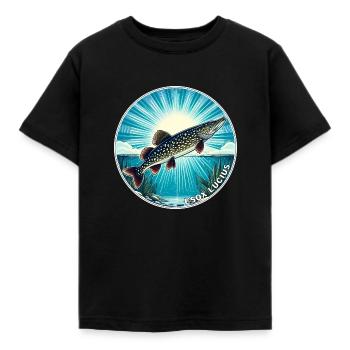 Hecht Angeln Fisch Raubfisch - Kinder T-Shirt - Schwarz - Vorne - AI Model Kid Female (0cm)