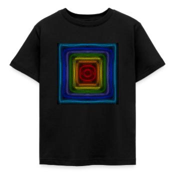 Regenbogen-Quadrate - Kinder T-Shirt - Schwarz - Vorne - AI Model Kid Female (0cm)