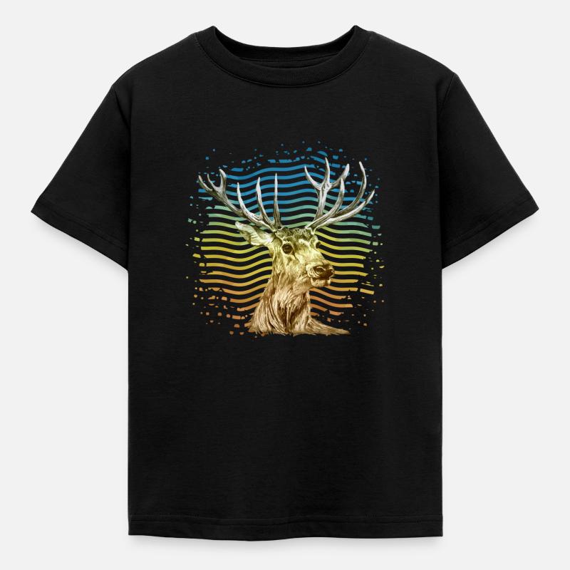 Hirsch - Kinder T-Shirt - Schwarz