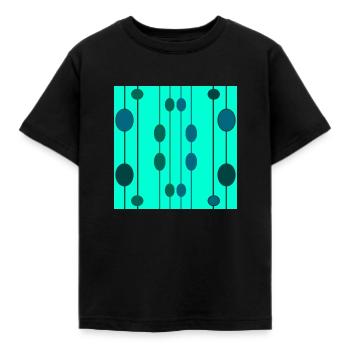 bulles et lignes bleues et vertes - T-shirt Enfant - noir - Devant - AI Model Kid Female (0cm)