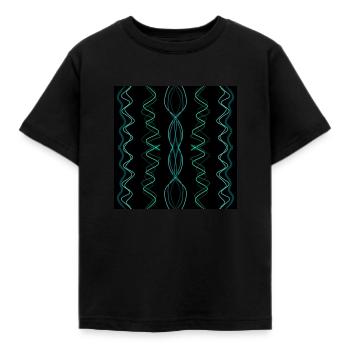 green and light blue zigzag lines - Kids' T-Shirt - black - Front - AI Model Kid Female (0cm)