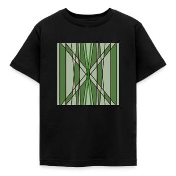 Lignes vertes verticales et symétriques - T-shirt Enfant - noir - Devant - AI Model Kid Female (0cm)