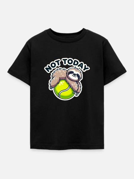 Tennisball mit Faultier - Kinder T-Shirt - Schwarz