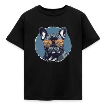 Französische Bulldogge Sonnenbrille - Kinder T-Shirt - Schwarz - Vorne - AI Model Kid Female (0cm)