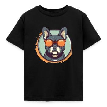 Französische Bulldogge Sonnenbrille - Kinder T-Shirt - Schwarz - Vorne - AI Model Kid Female (0cm)