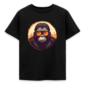 Gorille avec lunettes de soleil, singe, primate - T-shirt Enfant - noir - Devant - AI Model Kid Female (0cm)
