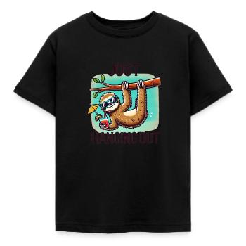 Juste traîner – Détendu comme un paresseux - T-shirt Enfant - noir - Devant - AI Model Kid Female (0cm)