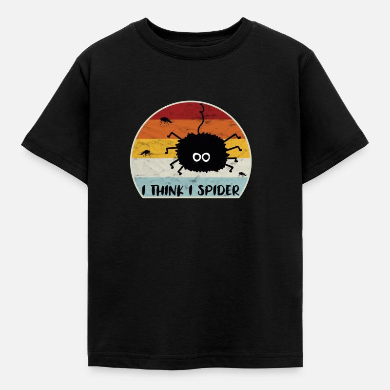 I Think I Spider Retro Ich Glaub Ich Spinne Fliege - Kinder T-Shirt - Schwarz