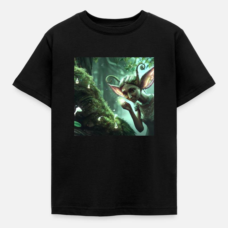 Fee im magischen Wald - Kinder T-Shirt - Schwarz