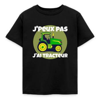 Je peux pas J'ai Tracteur - T-shirt Enfant - noir - Devant - AI Model Kid Female (0cm)