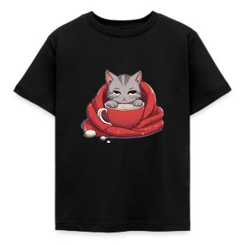 Adorable Cat - Kids' T-Shirt - black - Front - AI Model Kid Female (0cm)