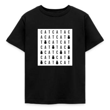 Cat Word Search design - Kids' T-Shirt - black - Front - AI Model Kid Female (0cm)