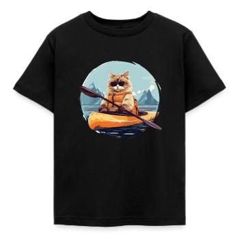 Kajakfahren, Kajakfahren, Paddeln, Paddeln - Kinder T-Shirt - Schwarz - Vorne - AI Model Kid Female (0cm)