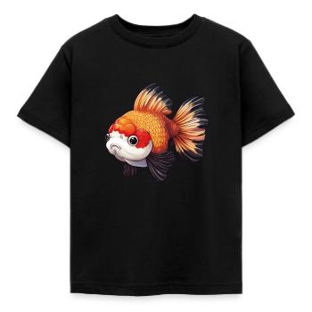 Fancy Calico Schleierschwanz Goldfisch - Kinder T-Shirt - Schwarz - Vorne - AI Model Kid Female (0cm)