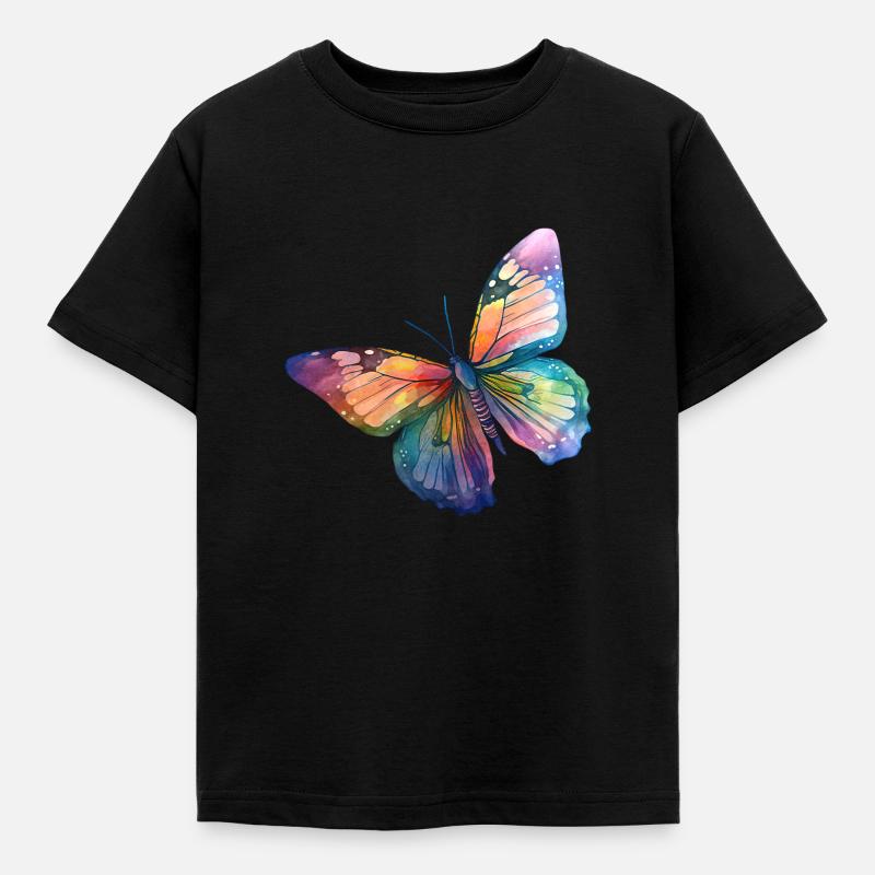 Couleurs arc-en-ciel papillon - T-shirt Enfant - noir