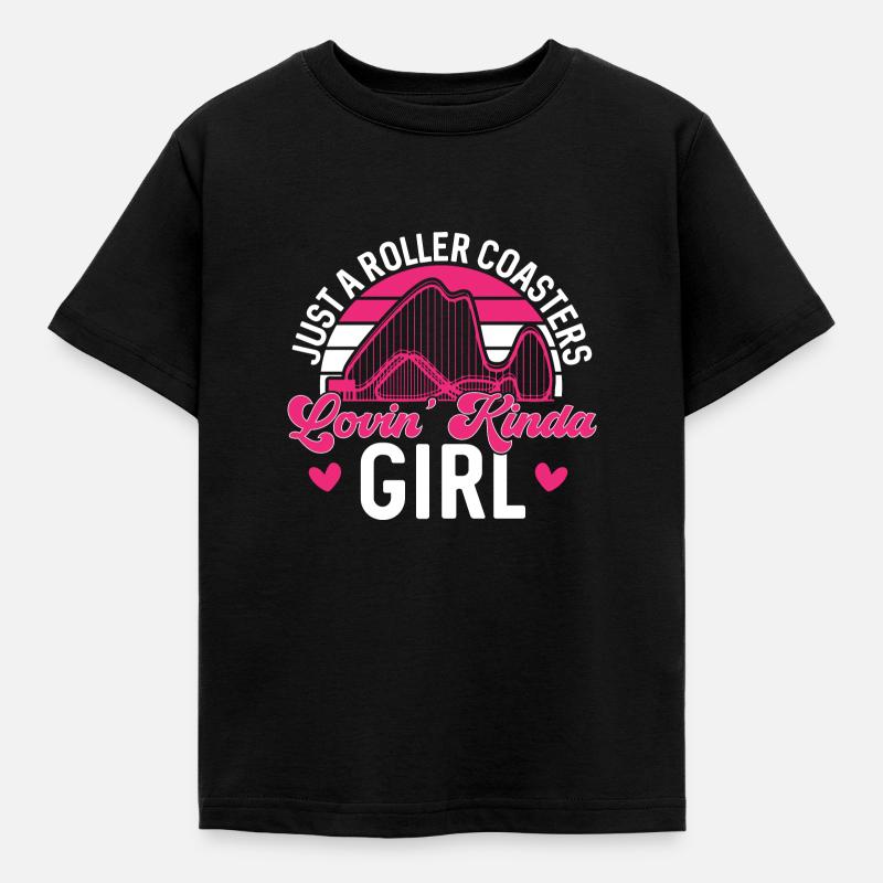 Achterbahn Rollercoaster Freizeitpark - Kinder T-Shirt - Schwarz