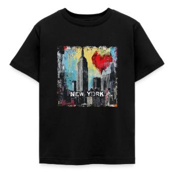 New York, retro, vintage - Valentinstag - Kinder T-Shirt - Schwarz - Vorne - AI Model Kid Female (0cm)
