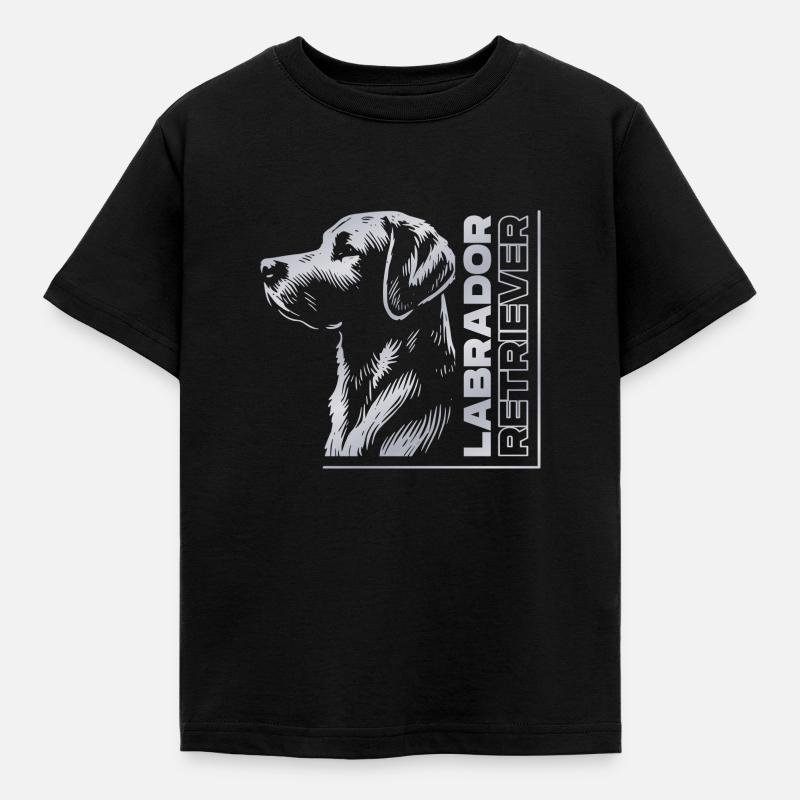 Labrador Drawing Head Silver - Kids' T-Shirt - black