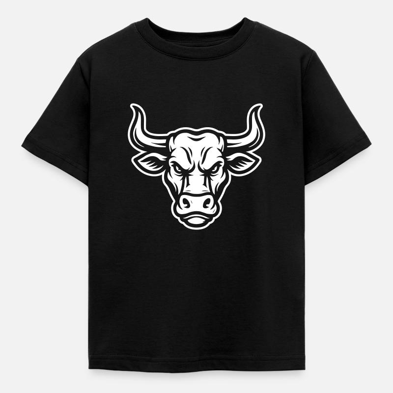 Bulle Stier Kopf - Kinder T-Shirt - Schwarz