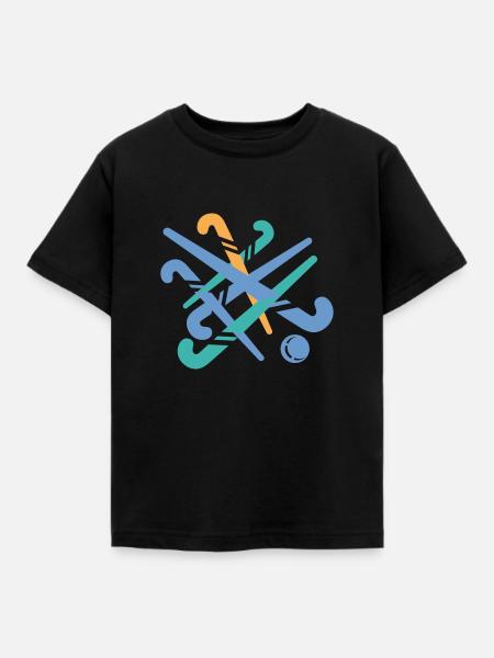 Hockeyschläger - Kinder T-Shirt - Schwarz