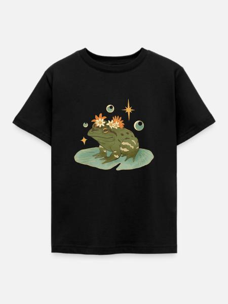 Frosch Aufdruck - Kinder T-Shirt - Schwarz