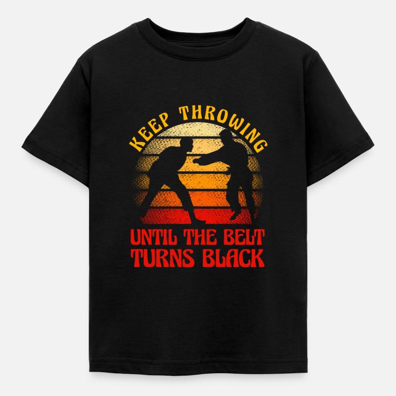 keep throwing until the belt turns black - Kids' T-Shirt - black
