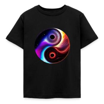 Yin Yang - Kinder T-Shirt - Schwarz - Vorne - AI Model Kid Female (0cm)