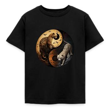 Yin Yang Wildkatzen - Kinder T-Shirt - Schwarz - Vorne - AI Model Kid Female (0cm)