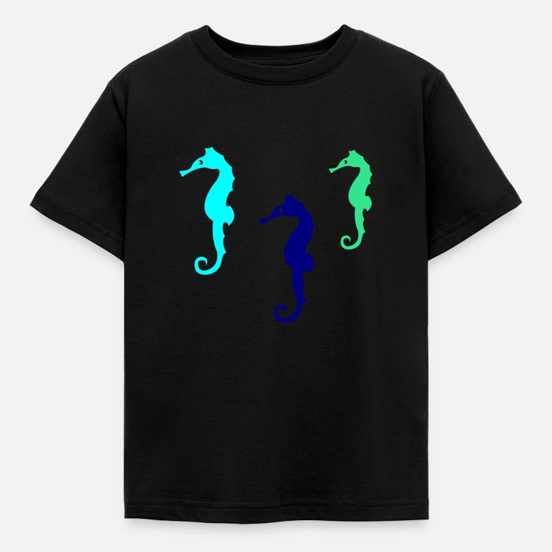 seepferdchen silhouette 02 - Kinder T-Shirt - Schwarz