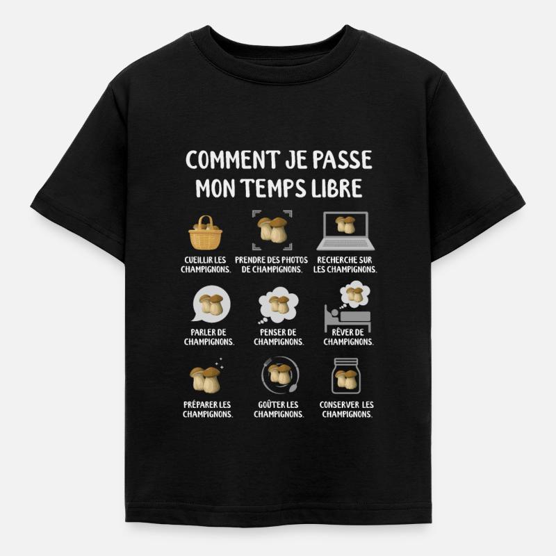 Champignon Cueillette Ramasseur Champignons - T-shirt Enfant - noir
