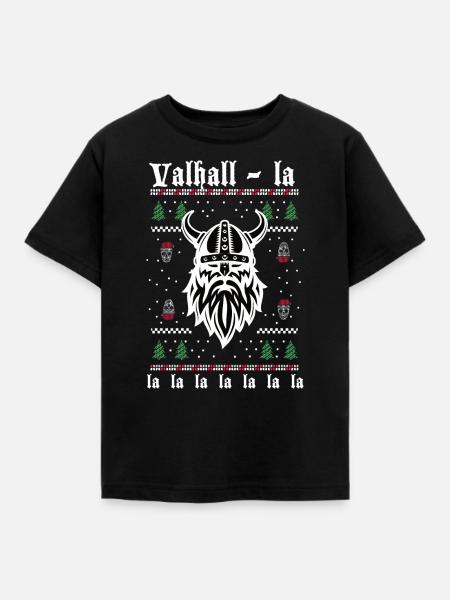 Valhall-la-la-la - Weihnachts Wikinger - Kinder T-Shirt - Schwarz