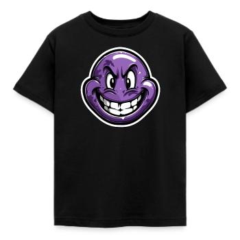 Gesicht violett lachen grimmig - Kinder T-Shirt - Schwarz - Vorne - AI Model Kid Female (0cm)