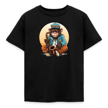 Schwingendes Affenständchen - Kinder T-Shirt - Schwarz - Vorne - AI Model Kid Female (0cm)