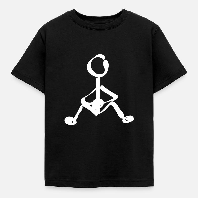 Strichmann sitting gift idea - Kids' T-Shirt - black