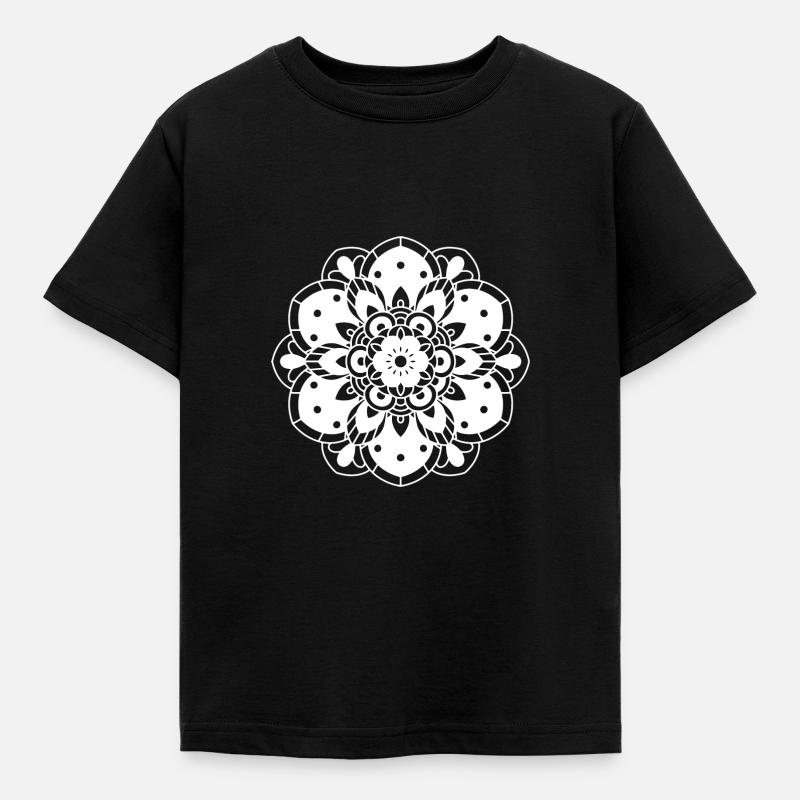 Patterned flower in white gift - Kids' T-Shirt - black