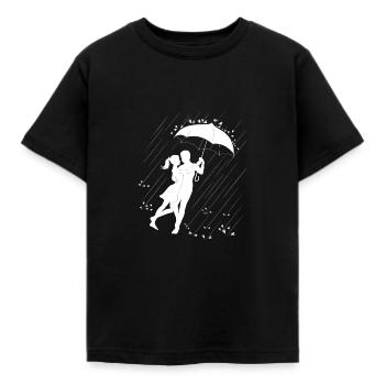 Liebespaar unter einem Regenschirm - Kinder T-Shirt - Schwarz - Vorne - AI Model Kid Female (0cm)