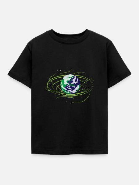 Erde Natur Motiv Erdball Globus Geschenkidee Cool - Kinder T-Shirt - Schwarz