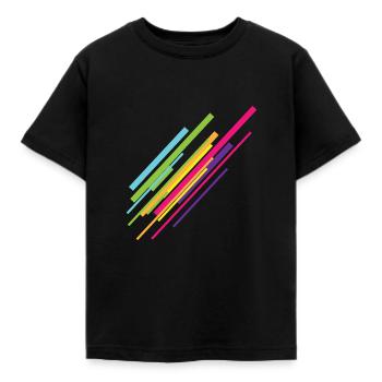 Regenbogen Linien bunte Farbe Geschenkidee Kusnt - Kinder T-Shirt - Schwarz - Vorne - AI Model Kid Female (0cm)