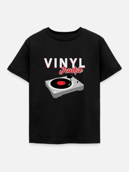 Vinyl Junkie - Kinder T-Shirt - Schwarz