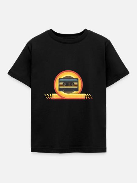 70's Kassette - Kinder T-Shirt - Schwarz